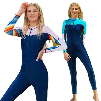 Новый женский цельный купальник с солнцезащитным кремом с длинным рукавом UPF50 + Быстросохнущий Пляжный костюм для подводного плавания и серфинга, купальник для водных видов спорта 2023 г.