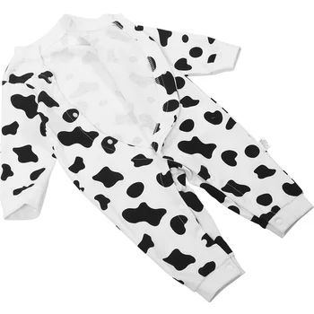 Детская одежда Осенний наряд Комбинезоны для девочек Пижамы Боди для мальчиков Комбинезоны из хлопка с принтом коровы Декоративные