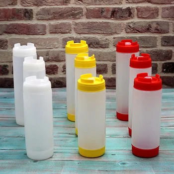 Пластиковые бутылки для соуса большой емкости, бутылки для отжима с двойной головкой, дозатор для кетчупа, Кухонные инструменты, Переносная плита для пикника