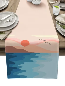 Пейзаж Гора Солнце Океан Настольная дорожка Украшение домашнего декора Украшение обеденного стола Декор стола
