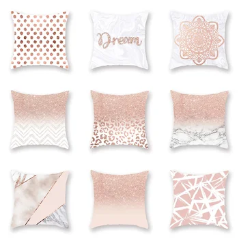 Скандинавский Розовый чехол для подушки с геометрическим рисунком, Декоративная подушка для дивана в гостиной, Наволочка 45X45 см