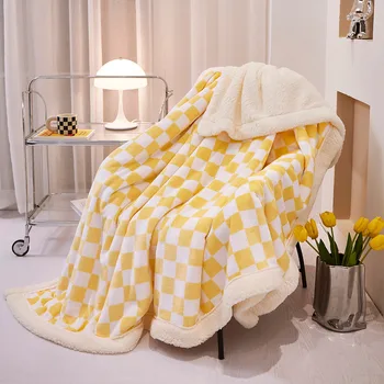 Одеяло из полиэстера с красочным рисунком в шахматном порядке, мягкое и удобное одеяло