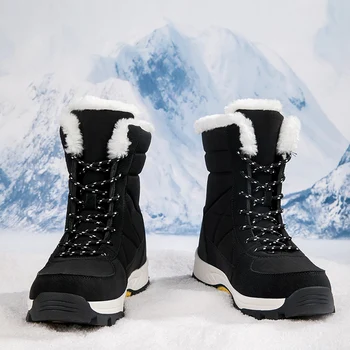 Зимние мужские зимние ботинки, водонепроницаемые, нескользящие, удобные, с теплой плюшевой подкладкой, уличные лыжные замшевые ботильоны для мужчин