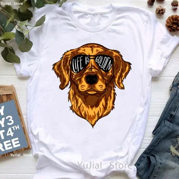 Золотистый Ретривер, охотничьи собаки, футболка с животным принтом для девочек, Австралийская овчарка с цветочной футболкой, женская рубашка в стиле Харадзюку