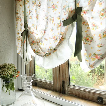 Пасторальные занавески для гостиной, Американская цветочная занавеска для кухни и ванной, шторы с воздушными шарами по индивидуальному заказу