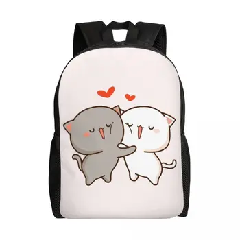 Дорожный рюкзак Kawaii Mochi Cat Peach и Goma Hug Для женщин и мужчин, школьный компьютер, сумка для книг, сумки-рюкзаки для студентов колледжа