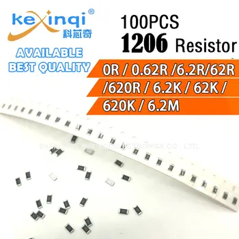 100 шт./лот SMD 1206 Резистор 0,25 Вт 1/4 Вт сопротивление 0R Ом 0,62R 6,2R 62R 620R 6,2K 62K 620K 6,2M