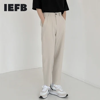 IEFB, Мужские повседневные костюмные брюки, Корейские модные брюки длиной до щиколоток, Свободные Прямые Деловые брюки с эластичной резинкой на талии 9Y6956