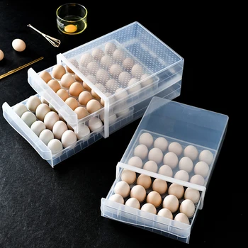 Двухслойный лоток для яиц Выдвижной ящик для холодильника Держатель для яиц Органайзер Кухонные Принадлежности Ящик для хранения яиц