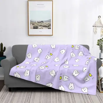 Фиолетовое одеяло с рисунком для питомника стоматолога, Фланелевое Забавное теплое одеяло для домашнего лета
