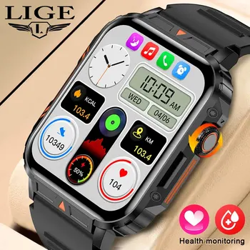 Умные Часы LIGE С 1,95 Дюймовым Экраном Для Мониторинга Состояния Здоровья IP68 Водонепроницаемые Спортивные Смарт-Часы Для Фитнеса Для Мужчин Женщин Reloj Hombre
