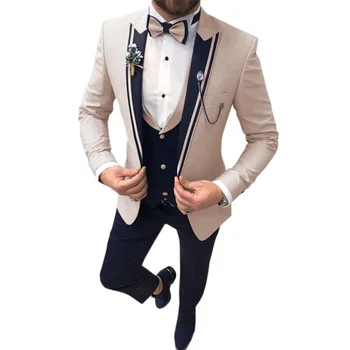 2023 Новые мужские костюмы Point, комплект из 3 предметов, мужские парадные костюмы, повседневные офисные деловые костюмы для свадьбы (блейзер + жилет + брюки)