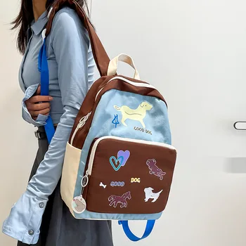 Забавная мультяшная девочка Контрастных цветов, детский школьный рюкзак, подарок на день рождения для студенток, Новый японский мультяшный женский рюкзак 2024 года.