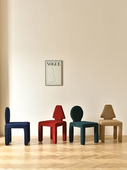Скандинавский креативный онлайн-знаменитость, черный плюшевый бархатный обеденный стул, домашний современный минималистичный стул ins wind, стул для макияжа со спинкой