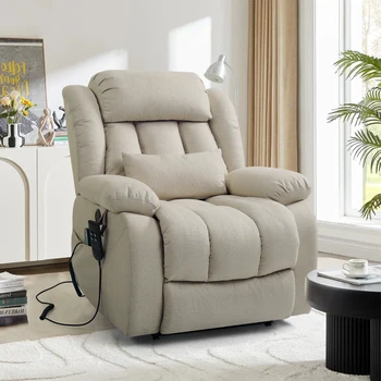Большое двухмоторное подъемное кресло для пожилых людей с массажем и подогревом, из дышащей ткани, раскладывающийся диван-кресло для гостиной