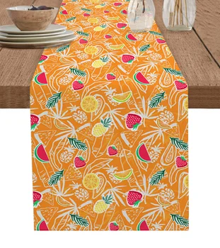 Летние скатерти с тропическими фруктами и ананасом, украшение свадебного стола для декора кухни, настольная дорожка для домашней вечеринки