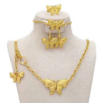Императорское платиновое ожерелье-бабочка из 4 частей, браслет, серьги, эфиопская мода, индийские женские украшения, подарок для африканской невесты на вечеринку
