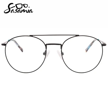 Круглая оправа для очков SASAMIA, женские мужские очки, оптические оправы для близорукости в стиле ретро, металлические прозрачные линзы, черное серебро, Золотые очки, винтажные очки