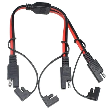 Адаптер-разветвитель SAE 14AWG, Автомобильный соединительный кабель питания постоянного тока SAE, Y-разветвитель, удлинитель 1-2 SAE с крышкой