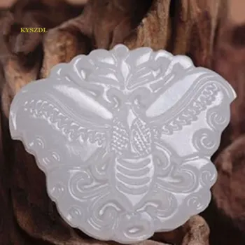 KYSZDL Натуральный хотанский белый камень подвеска с бабочкой ручной работы модный женский свитер цепочка кулон ювелирные изделия подарки