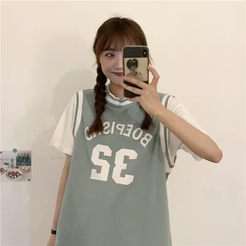 Женские футболки, топы, японские каваи, свободные футболки с надписью Ulzzang College, женская Корейская одежда в стиле харадзюку для женщин