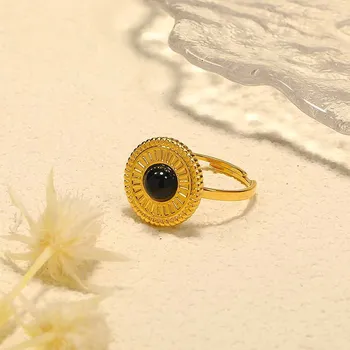 Винтажные мужские кольца в стиле панк черного цвета с драгоценными камнями, роскошные украшения для пальцев из нержавеющей стали для женщин-унисекс, аксессуары для вечеринок.