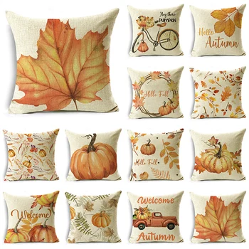 Добро пожаловать осенью, большие оранжевые ветви тыквы, листья, наволочка, чехлы для диванов, декор для офиса, спальни, разные размеры