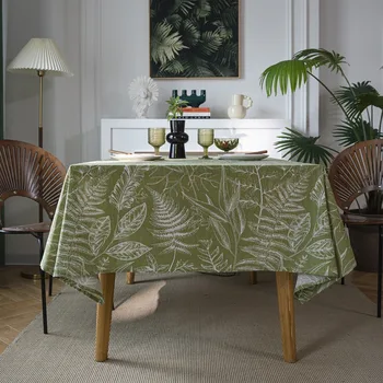 Скатерть с Зелеными Листьями, Скатерть для Обеденного стола, Прямоугольник из американской ткани