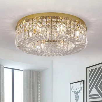 Роскошная хрустальная потолочная люстра в скандинавском стиле, современный подвесной светильник со светодиодной подсветкой золотистого цвета и хромом для гостиной, спальни, гостиничного холла, внутреннего декора