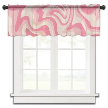 Розовая абстрактная текстура Fluid Art Кухонные шторы, тюль, прозрачная короткая занавеска, домашний декор для гостиной, Вуалевые шторы.