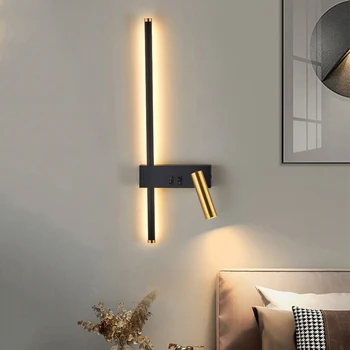 Новое чтение с выключателем Минималистичные настенные светильники Прикроватные светильники для спальни Nordic 2023 Master Bedroom Line Фоновые настенные светильники