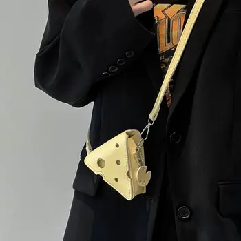 Креативные сумки через плечо в форме сыра с дырочками для женщин, милая мини-сумка через плечо, забавная треугольная губная помада, наушники, маленькие кошельки.