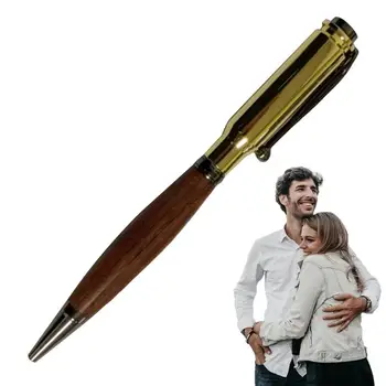 Карманная шариковая ручка Карманная Металлическая ручка для мужчин с боковым зажимом Деревянная шариковая ручка Выдвижная Пулевидная ручка Коллега Школьный подарок