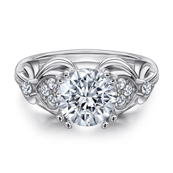 Женское кольцо из стерлингового серебра S925 с муассанитом 2 карата, Обручальное Свадебное ювелирное изделие