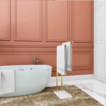 Золотая вешалка для полотенец с двойной перекладиной Для ванной комнаты, Мраморная вешалка для полотенец без перфорации, напольная вешалка для ванной комнаты