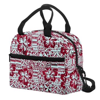 Сумки для ланча с принтом полинезийского племени Самоа Тапа Гибискус, Изготовленная на Заказ Портативная Термоизолированная сумка-тоут для школьных поездок, сумка для ланча для пикника