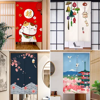 Дверная занавеска Lucky Cat в японском стиле, Занавеска для перегородки, занавеска для спальни, гостиной, веранды, занавеска для кухни ресторана