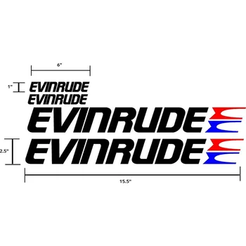 Набор из 4 предметов для белых, красных и синих наклеек Evinrude с графическими наклейками.