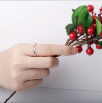 Индивидуальное креативное кольцо с двойной спиралью ДНК, простое регулируемое кольцо с серебряным покрытием, подходящее для очаровательных женских украшений на каждый день