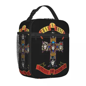 Пакеты для ланча с логотипом Guns N Roses, Большой контейнер для еды, термосумка-тоут, ланч-бокс, школьные сумки для еды на открытом воздухе