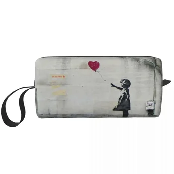 Изготовленная на заказ сумка для туалетных принадлежностей Banksy Balloon Girl, Женская Сумка для макияжа художника уличных Граффити, косметический органайзер для леди для хранения косметики, чехол для набора Dopp Kit