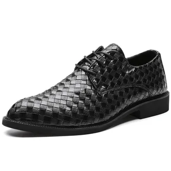 Idopy/ Роскошные модельные туфли из искусственной кожи; Мужские Модные Черные свадебные офисные туфли в клетку на шнуровке; Официальные туфли-оксфорды; fo