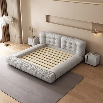 Домашняя мебель Atunus спальня итальянская современная скандинавская двуспальная простая деревянная функциональная кровать размера 