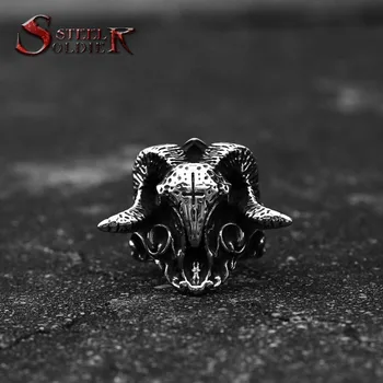 стальной солдат, козье кольцо из нержавеющей стали для мужчин, панк-байкер, уникальное животное, ювелирные изделия из титановой стали