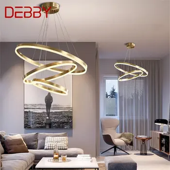 Подвесной светильник DEBBY Contemporary с медным кольцом, светодиодные золотые люстры для домашней гостиной