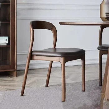 Стулья для столовой из массива дерева Nordic Home, Дизайнерский офисный стул, стул с простой спинкой, винтажный кофейный светильник, Роскошные стулья для кухни