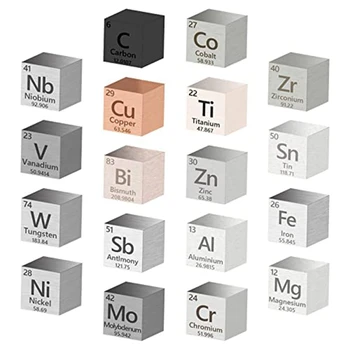 18 шт. кубиков высокой плотности 99,99%, коллекция периодической таблицы элементов (0,39 дюйма / 10 мм)