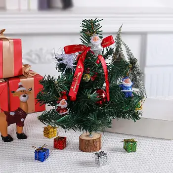 Минимальное Украшение Рождественской елки с деревянной основой, бантом и ягодами, Многоразовое, Стабильное, Милое Украшение для искусственной Рождественской елки на рабочем столе