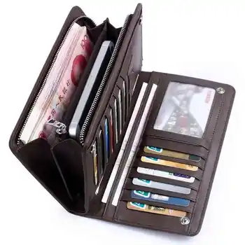 Модный мужской бумажник с двумя застежками, деловой кожаный кошелек, сумка для монет, держатель для карт, Подарки, чековая книжка, Новый кошелек