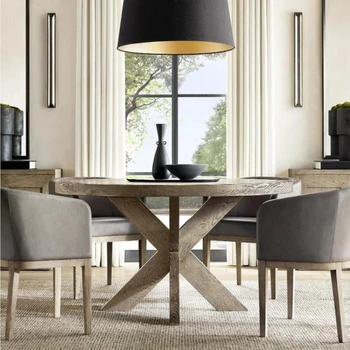 Обеденный стол для переговоров для отдыха Простота дизайна Домашний Роскошный обеденный стол в стиле ретро Mesa Мебель для ресторана Comedor QF50DT